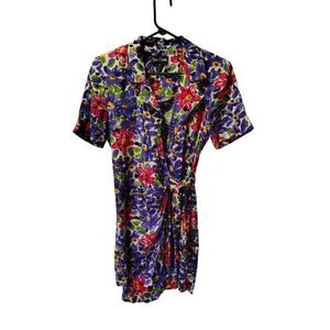 Vintage Jamie Brooke Medium Floral Print Collared‎ Front Tie Dress
